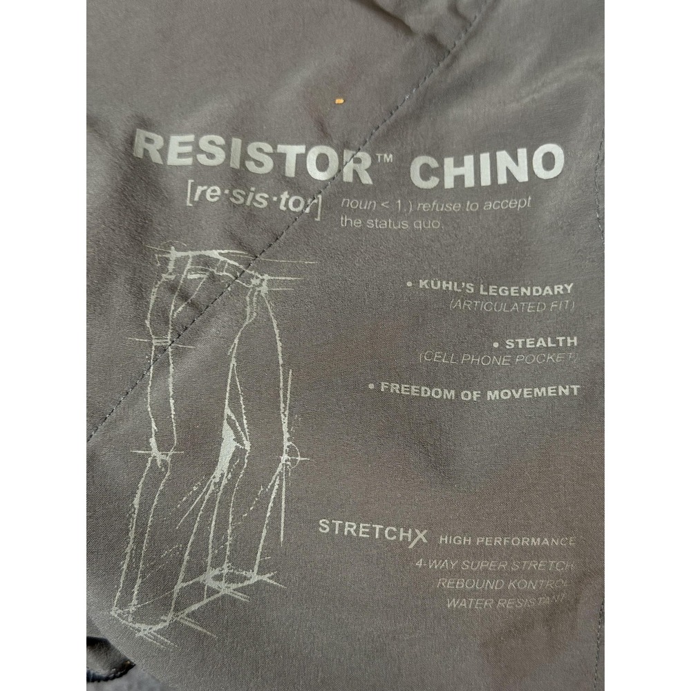 Kuhl Pants Mens 35x34 Gray Resistor Chino Stretch Water Resistant Travel - Picture 6 of 11
